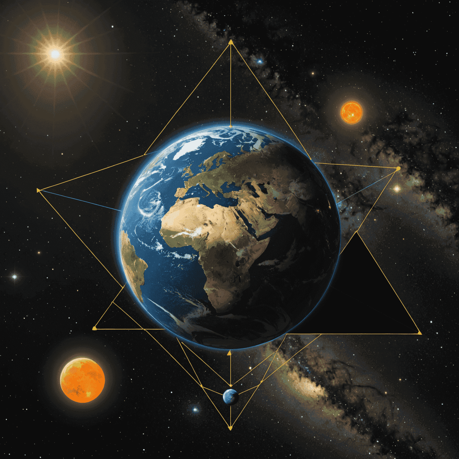 Diagram illustrating the concept of a parsec with a triangle showing the relationship between Earth, Sun, and a distant star